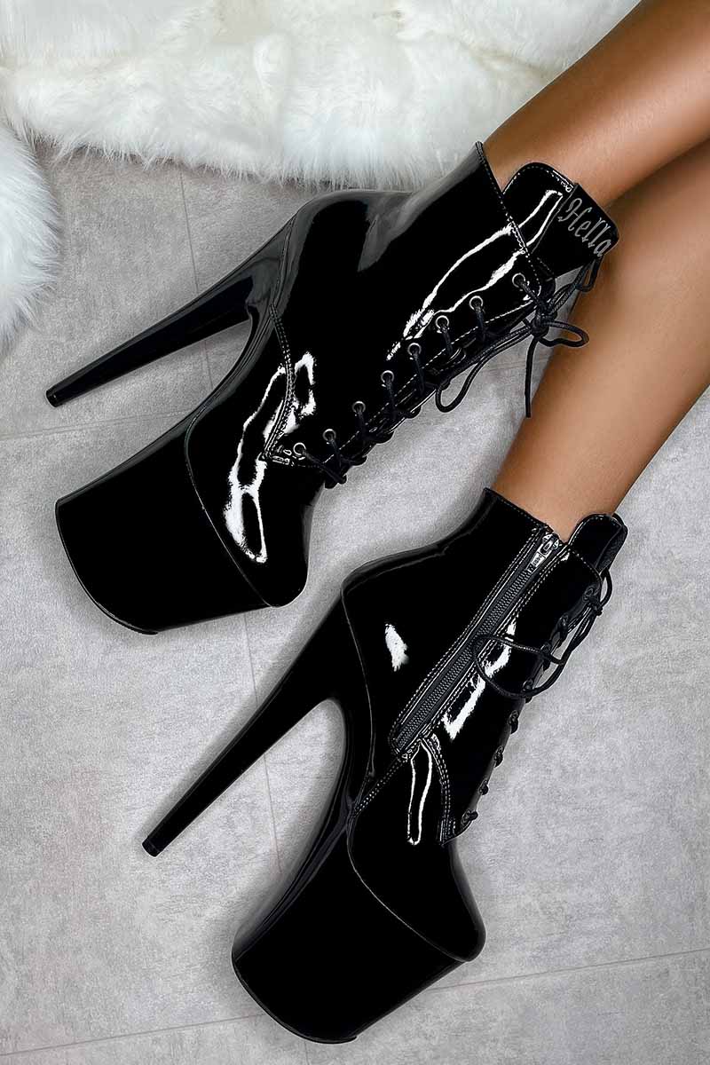 Hella Heels LipKit 8inch Ankle Boots - Black Beatles-Hella Heels-Pole Junkie