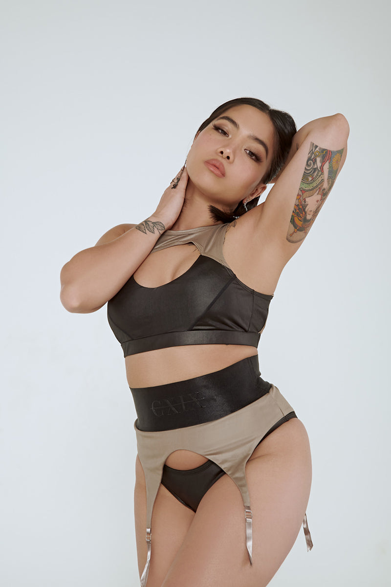 CXIX Snatched Garter Bottom - Black/Mink-Creatures of XIX-Pole Junkie