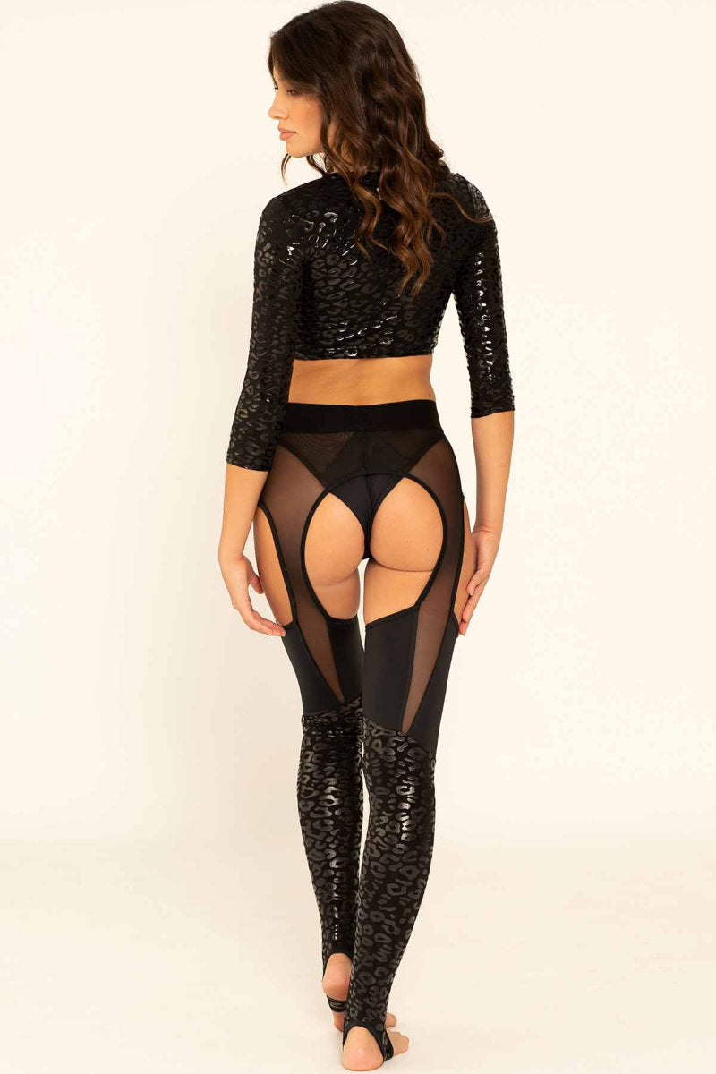 Paradise Chick Superhero Series Sticky Garter Leggings - Black Leopard-Paradise Chick-Pole Junkie