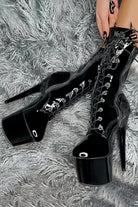 Hella Heels LipKit 7inch Boots - Black Beatles-Hella Heels-Pole Junkie