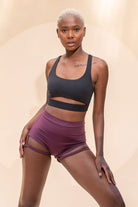 Lunalae Lure You High Waisted Garter Shorts - Recycled Mulberry-Lunalae-Pole Junkie