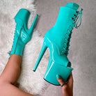 Hella Heels LipKit Open Toe 8inch Boots - Minted-Hella Heels-Pole Junkie