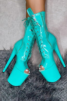 Hella Heels LipKit Open Toe 8inch Boots - Minted-Hella Heels-Pole Junkie