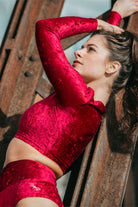 Dragonfly Pavi Crop Top - Velvet Red-Dragonfly-Pole Junkie