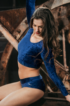 Dragonfly Pavi Crop Top - Velvet Blue-Dragonfly-Pole Junkie