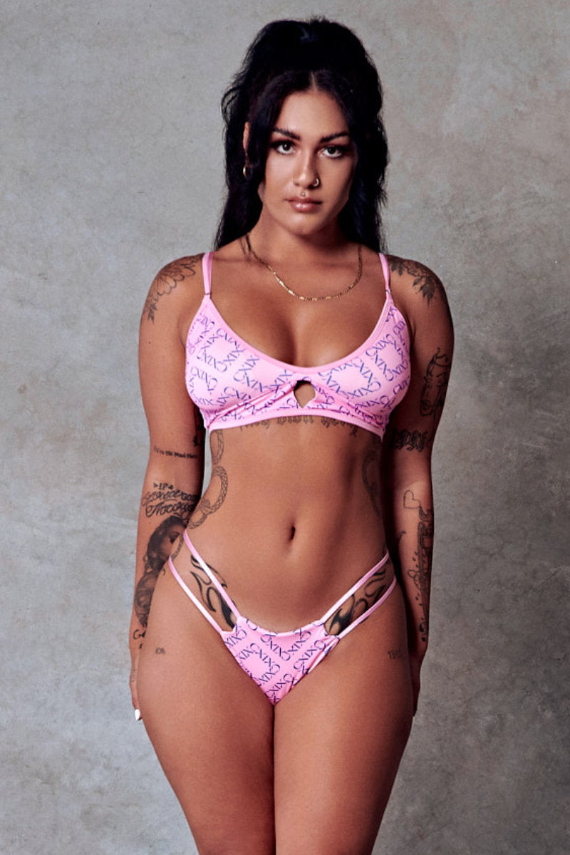CXIX 119 Bralette - Pink Print-Creatures of XIX-Pole Junkie
