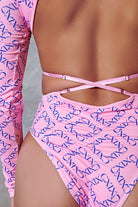 CXIX 119 Plunge Bodysuit - Pink Print-Creatures of XIX-Pole Junkie