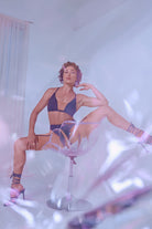 CXIX Silhouette Biker Shorts - Black with Cream Mesh-Creatures of XIX-Pole Junkie