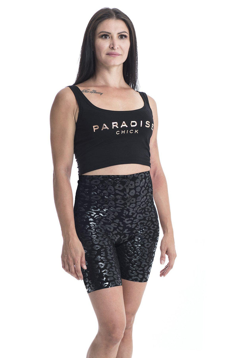 Paradise Chick Superhero Ultra Grip Biker Shorts - Black Leopard-Paradise Chick-Pole Junkie