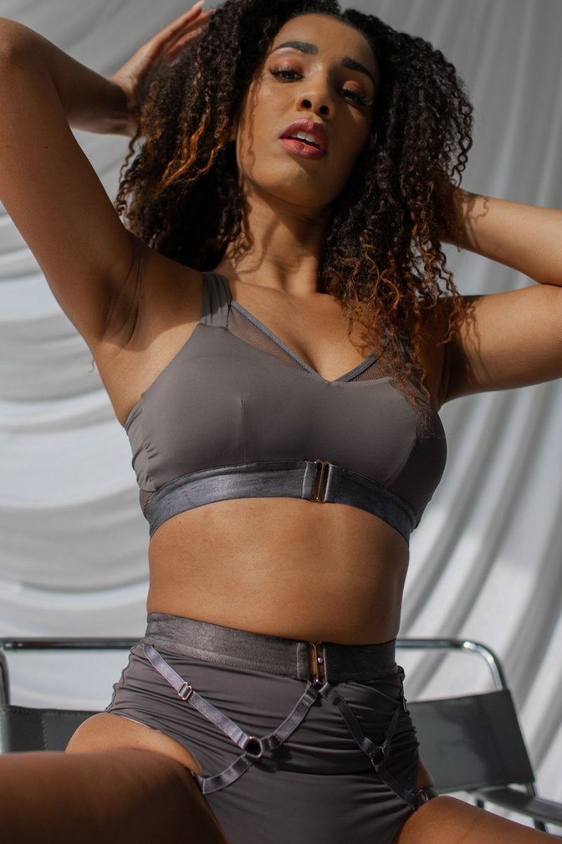 Tatiana Activewear Perla Top - Charcoal · Pole Junkie