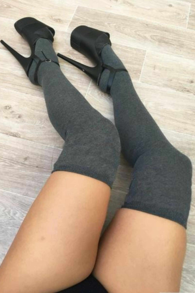 Lunalae Thigh High Socks - Charcoal-Lunalae-Pole Junkie