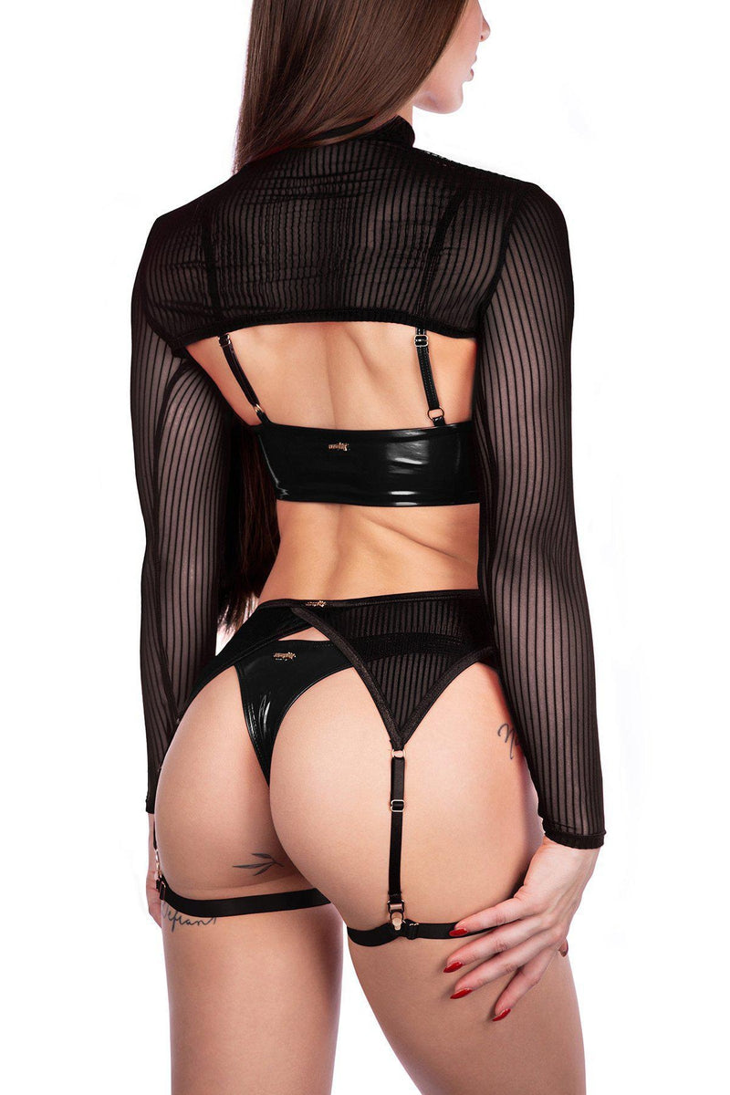 Naughty Thoughts Sinner Vinyl Underboob Top - Black-Naughty Thoughts-Pole Junkie