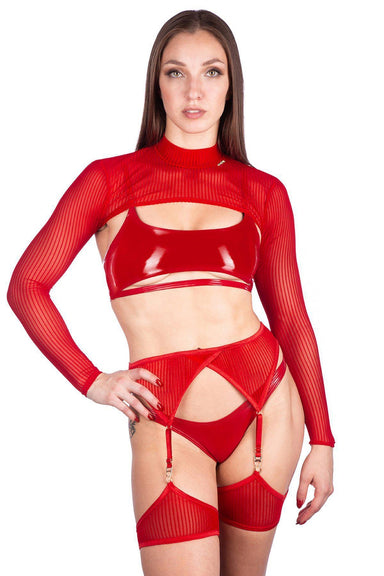 Naughty Thoughts XXX Rated See Through Garter Belt - Red-Naughty Thoughts-Pole Junkie