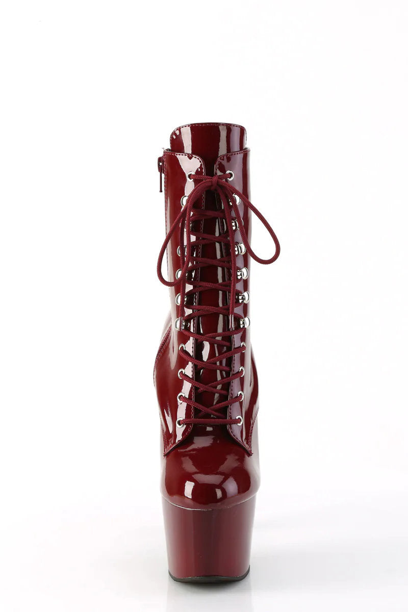 Patent Lace Up Burgundy Boots Victoria Burgundy Elegant Ribbon