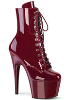 Pleaser USA Adore-1020 7inch Pleaser Boots - Patent Burgundy-Pleaser USA-Pole Junkie