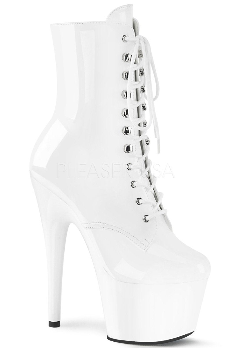 Pleaser USA Adore-1020 7inch Pleaser Boots - Patent White-Pleaser USA-Pole Junkie