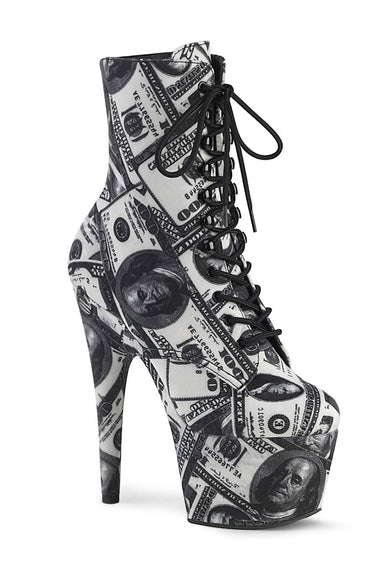 Pleaser USA Adore-1020DP 7inch Pleaser Boots - Money Print-Pleaser USA-Pole Junkie