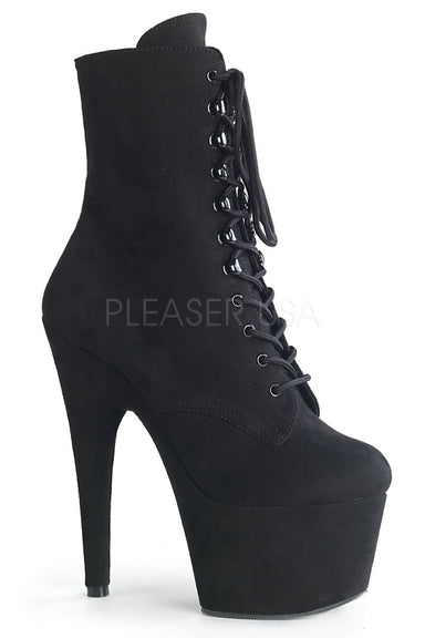 Pleaser USA Adore-1020FS Faux Suede 7Inch Pleaser Boots - Black-Pleaser USA-Pole Junkie