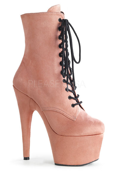 Pleaser USA Adore-1020FS Faux Suede 7Inch Pleaser Boots - Baby Pink-Pleaser USA-Pole Junkie