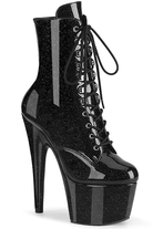 Pleaser USA Adore-1020GP 7inch Pleaser Boots - Black Glitter-Pleaser USA-Pole Junkie