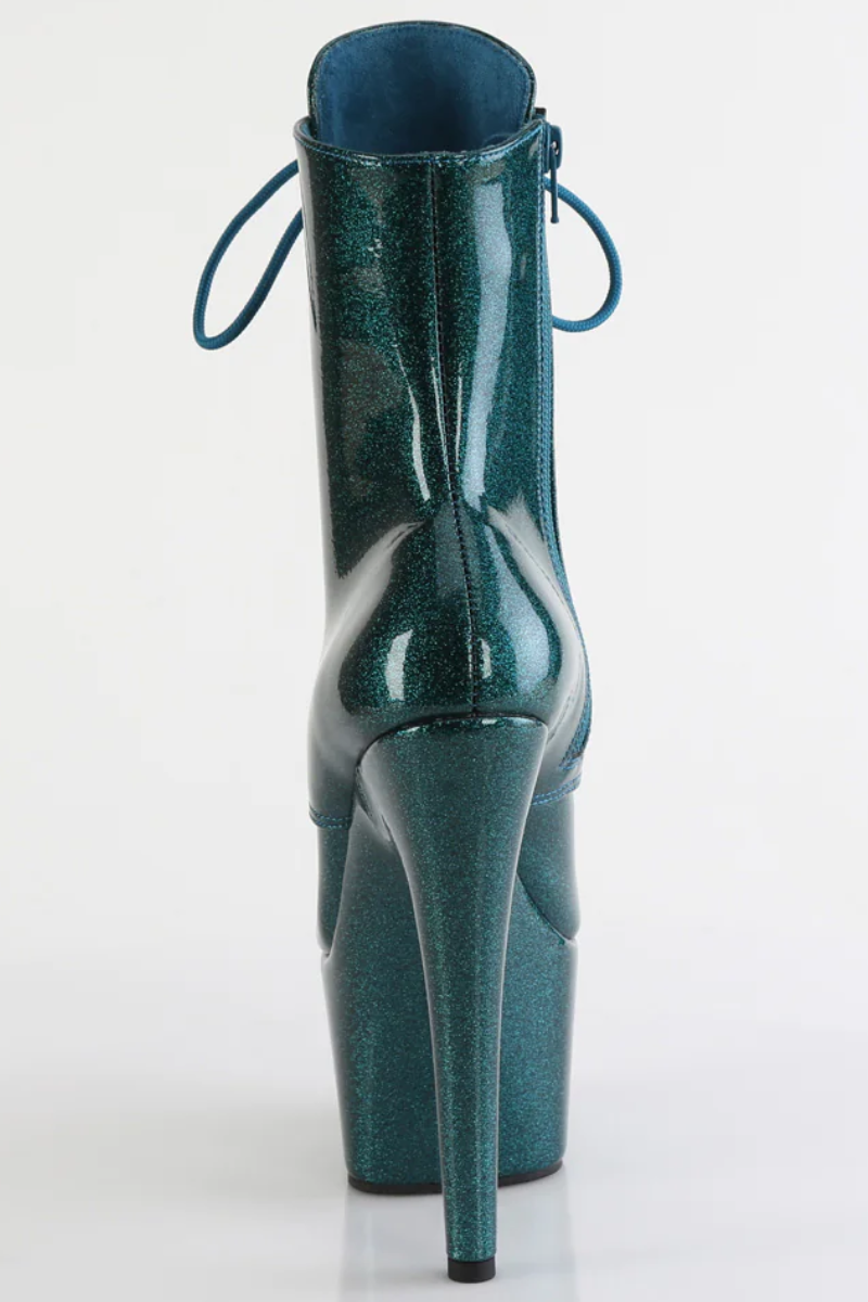 Pleaser USA Adore-1020GP 7inch Pleaser Boots - Teal Glitter-Pleaser USA-Pole Junkie