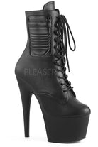 Pleaser USA Adore-1020PK 7inch Pleaser Biker Style Boots - Matte Black-Pleaser USA-Pole Junkie