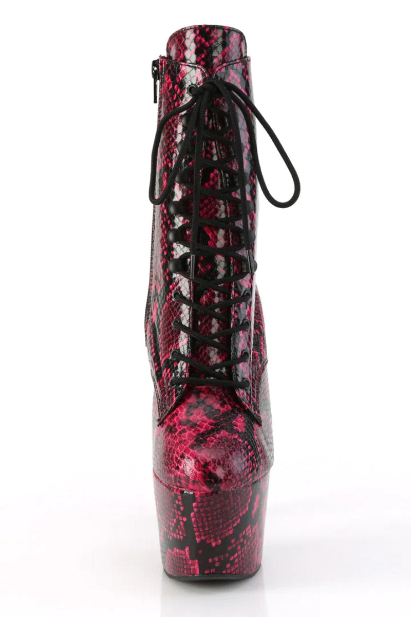 Pleaser USA Adore-1020SPWR 7inch Pleaser Boots - Hot Pink Snake-Pleaser USA-Pole Junkie