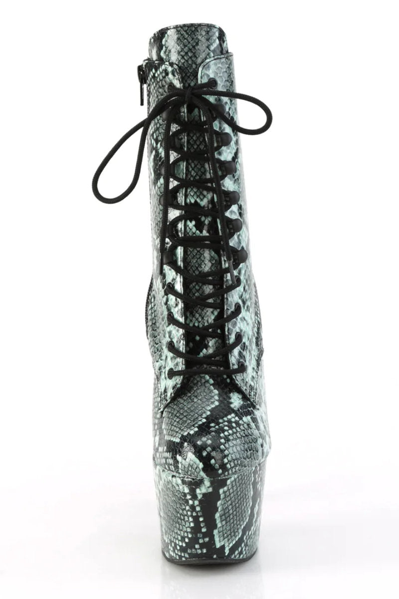 Pleaser USA Adore-1020SPWR 7inch Pleaser Boots - Mint Snake-Pleaser USA-Pole Junkie