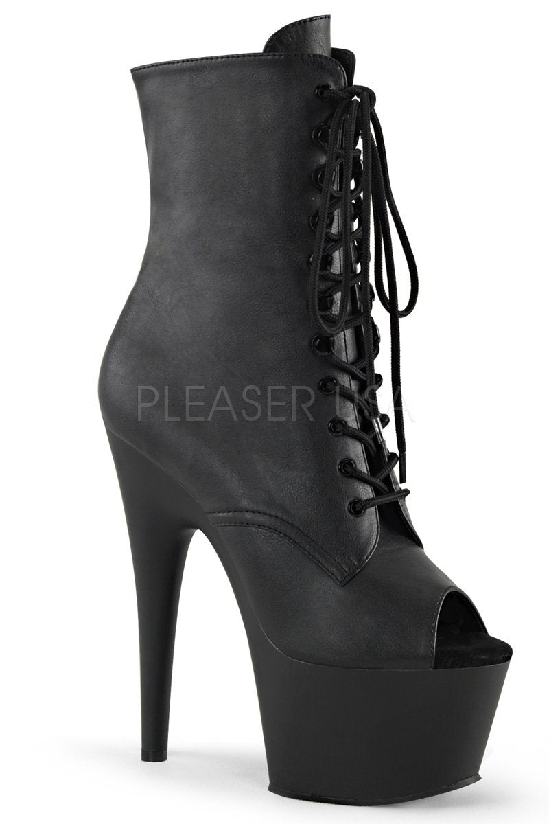 Pleaser USA Adore-1021 7inch Pleaser Peep toe Boots - Matte Black-Pleaser USA-Pole Junkie