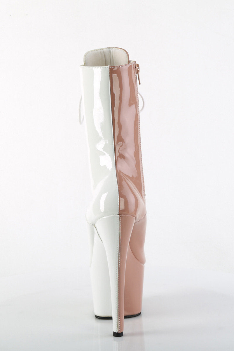 Pleaser USA Adore-1040TT 7inch Pleaser Boots - Patent Blush/White-Pleaser USA-Pole Junkie