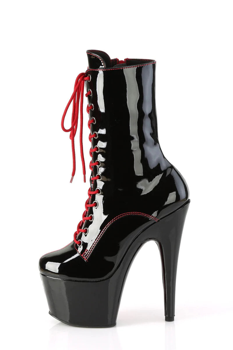 Pleaser USA Adore-1040TT 7inch Pleaser Boots - Patent Black/Red-Pleaser USA-Pole Junkie