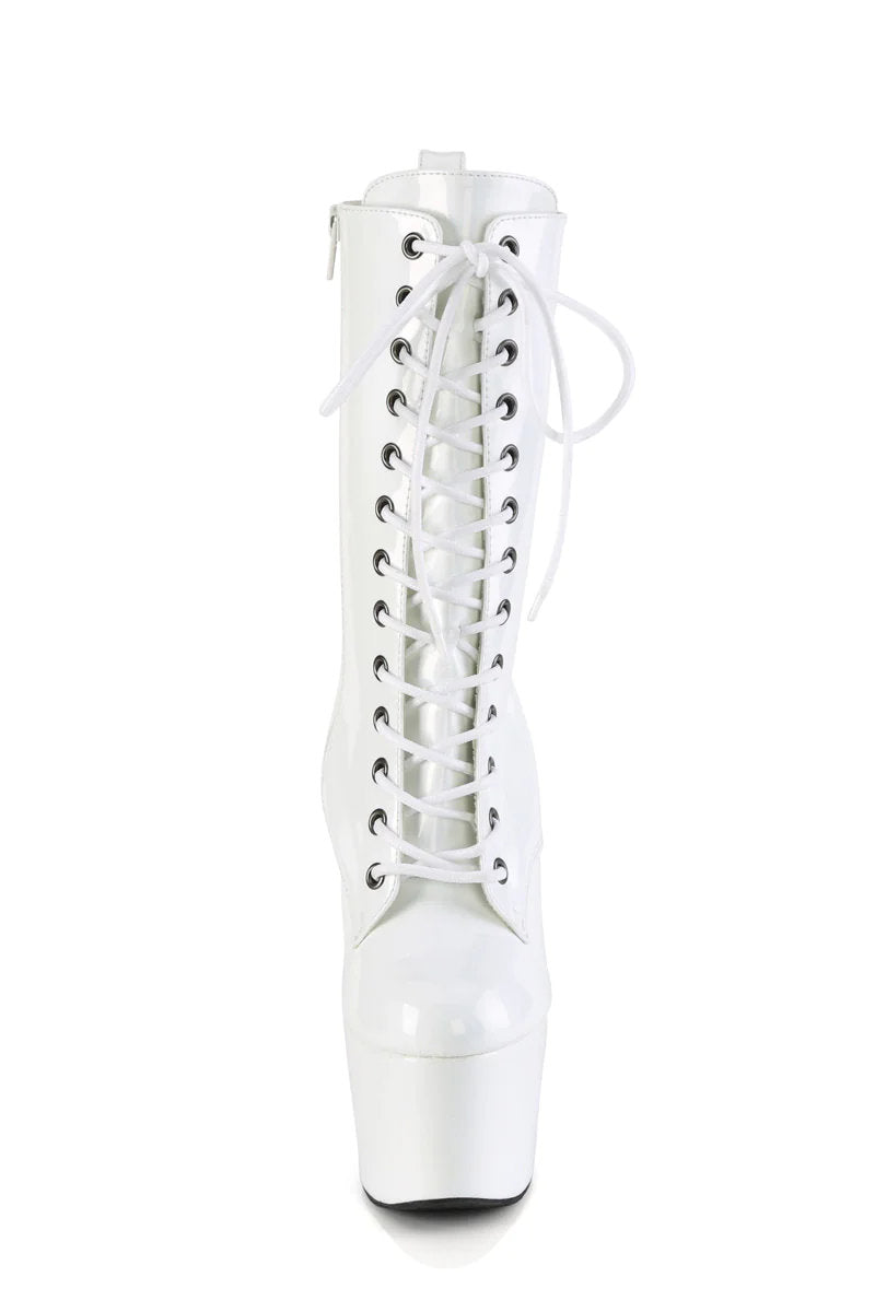 Pleaser USA Adore-1040WR 7inch Pleaser Boots - Holographic White-Pleaser USA-Pole Junkie
