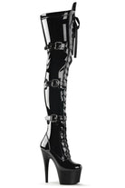Pleaser USA Adore-3028 7inch Thigh High Pleaser Boots - Patent Black-Pleaser USA-Pole Junkie