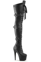 Pleaser USA Adore-3028 7inch Thigh High Pleaser Boots - Matte Black-Pleaser USA-Pole Junkie