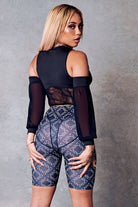 CXIX 119 Biker Shorts - Black Print-Creatures of XIX-Pole Junkie