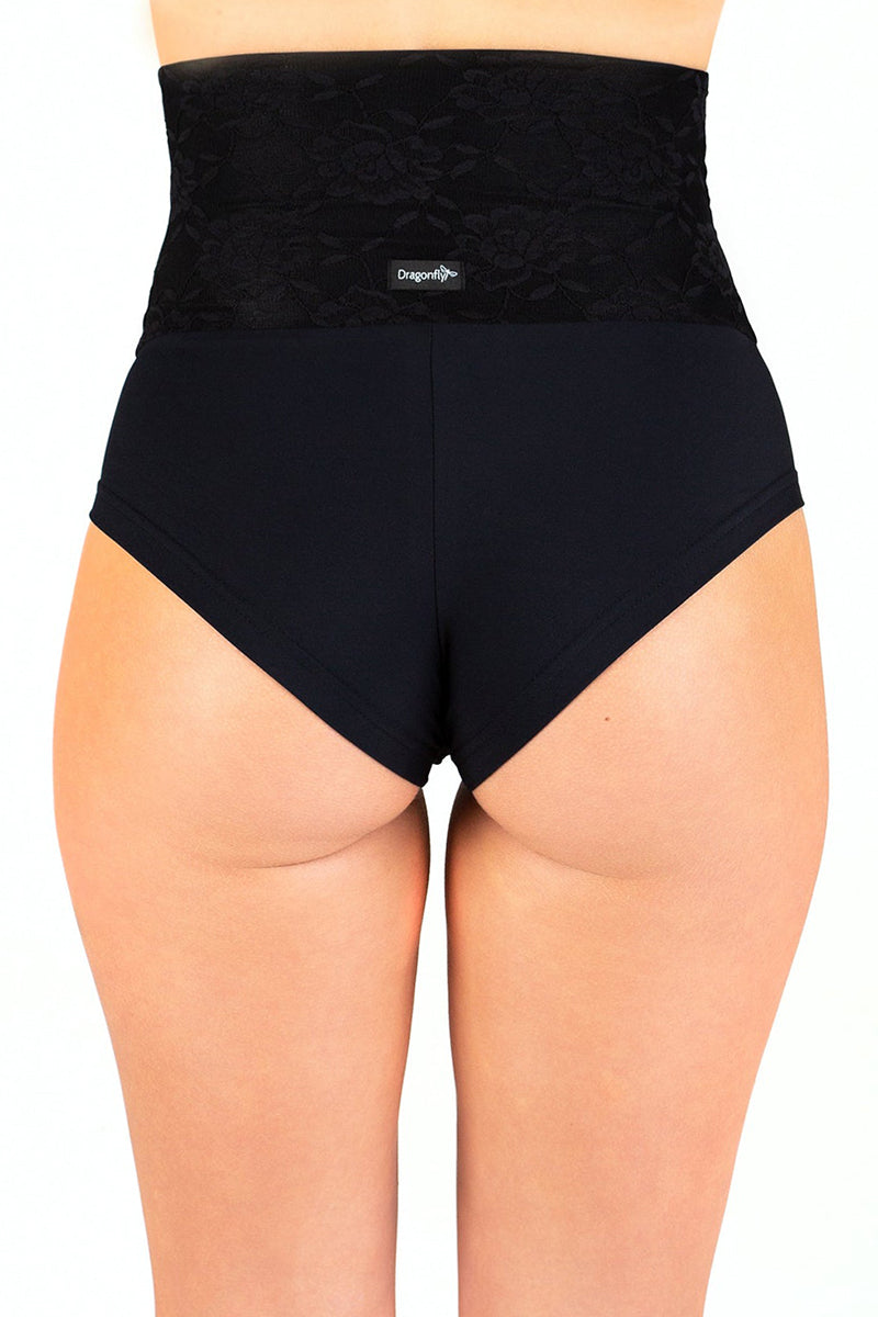 Dragonfly Betty High-Waisted Shorts - Lace Black-Dragonfly-Pole Junkie