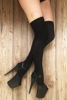 Rolling Over the Knee Socks - Black (3 Sizes Available)-Rolling-Pole Junkie