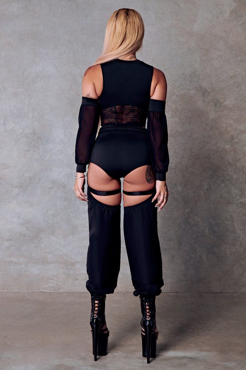 CXIX 119 Corset Top with Sleeves - Black-Creatures of XIX-Pole Junkie