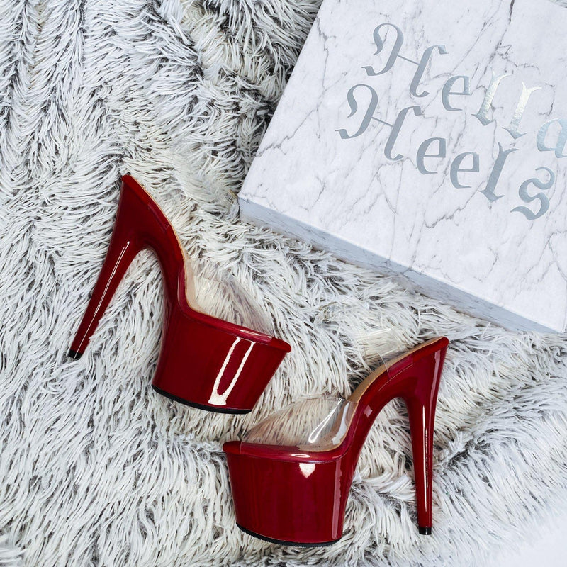 Hella Heels Classic Gloss 7inch Stilettos - Chilli-Hella Heels-Pole Junkie