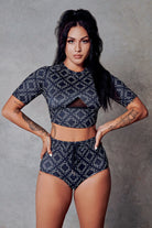 CXIX 119 Statement Crop Tee - Black Print-Creatures of XIX-Pole Junkie