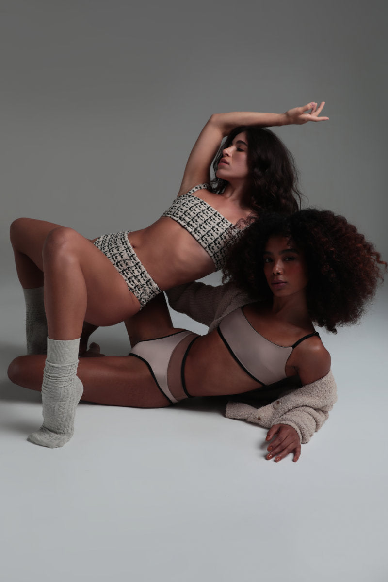 Rolling Cinque Tweed High Waist Shorts - Tweed-Rolling-Pole Junkie