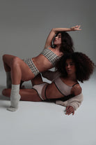 Rolling Cinque Tweed High Waist Shorts - Tweed-Rolling-Pole Junkie