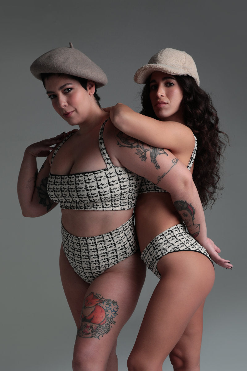 Rolling Cinque Tweed High Waist Shorts - Tweed-Rolling-Pole Junkie