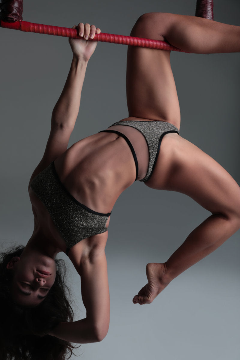 Rolling Vento Glam Reversible Bottoms - Black Lurex / Beige-Rolling-Pole Junkie