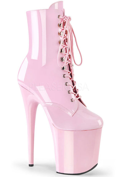 Pleaser USA Flamingo-1020 8inch Pleaser Boots - Patent Baby Pink-Pleaser USA-Pole Junkie