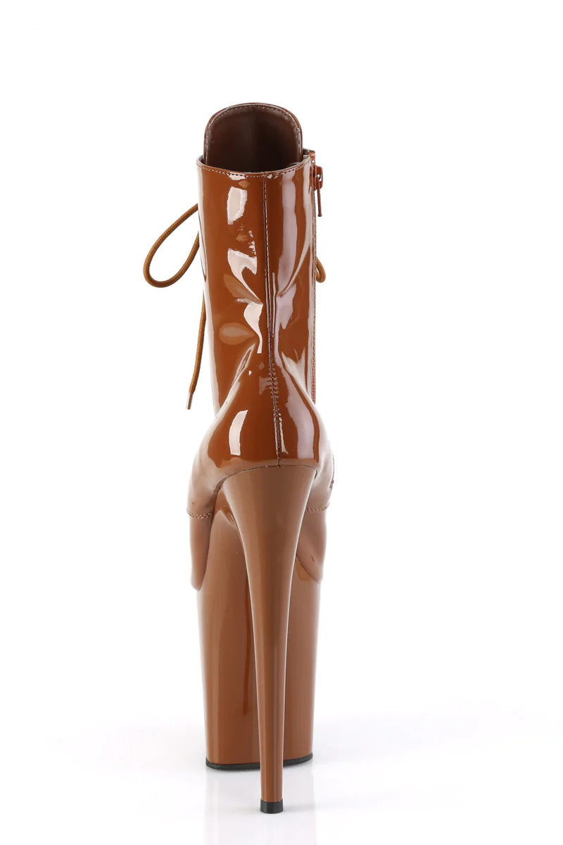 Pleaser USA Flamingo-1020 8inch Pleaser Boots - Patent Caramel-Pleaser USA-Pole Junkie