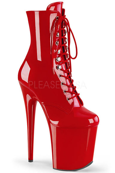 Pleaser USA Flamingo-1020 8inch Pleaser Boots - Patent Red-Pleaser USA-Pole Junkie