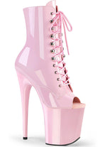 Pleaser USA Flamingo-1021 8inch Pleaser Peep toe Boots - Patent Baby Pink-Pleaser USA-Pole Junkie