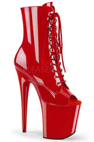 Pleaser USA Flamingo-1021 8inch Pleaser Peep toe Boots - Patent Red-Pleaser USA-Pole Junkie