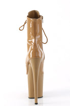Pleaser USA Flamingo-1021 Peep Toe 8inch Pleaser Boots - Patent Toffee-Pleaser USA-Pole Junkie